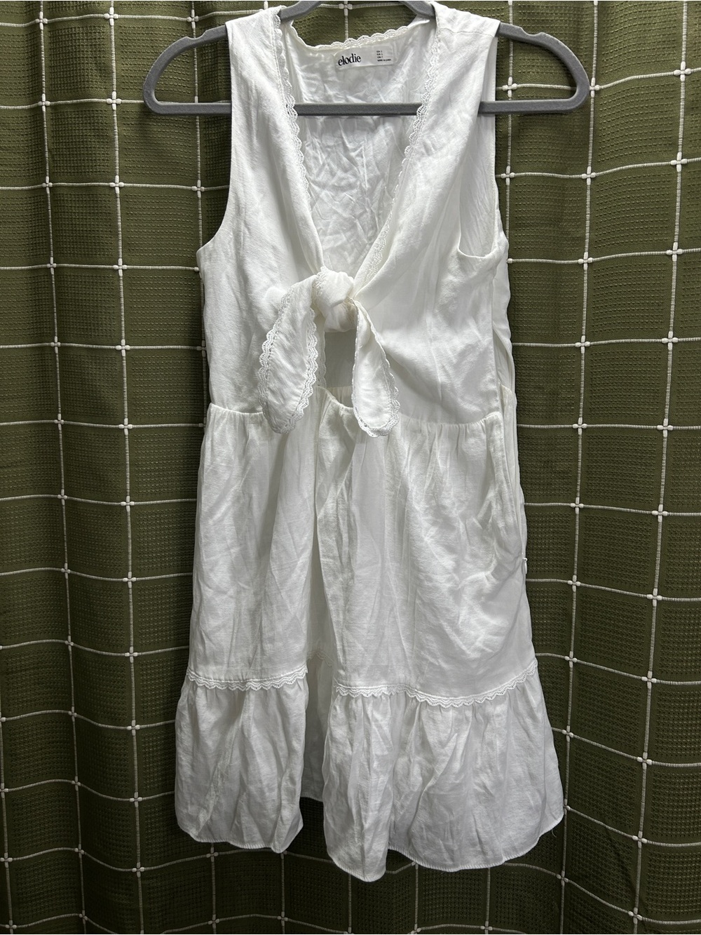 White Tie-Front Cotton Sundress